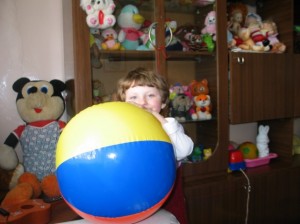Katya with some of the toys from Luba’s orphanage.