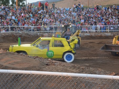 M&M car at the demolition derby