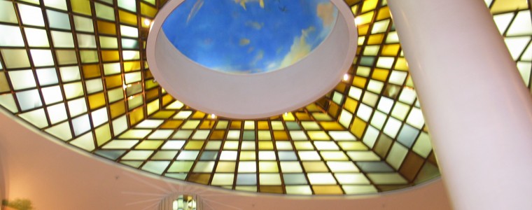 Fragmented glass ceiling at the Marriot Aurora in Moscow