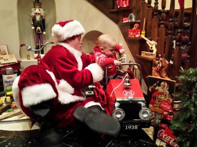 Jack Simmons and James Simmons with the Christmas Car