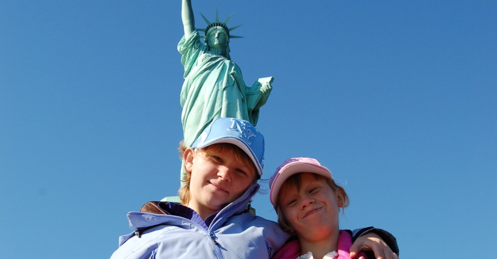 Emily Simmons at Statue of Liberty 